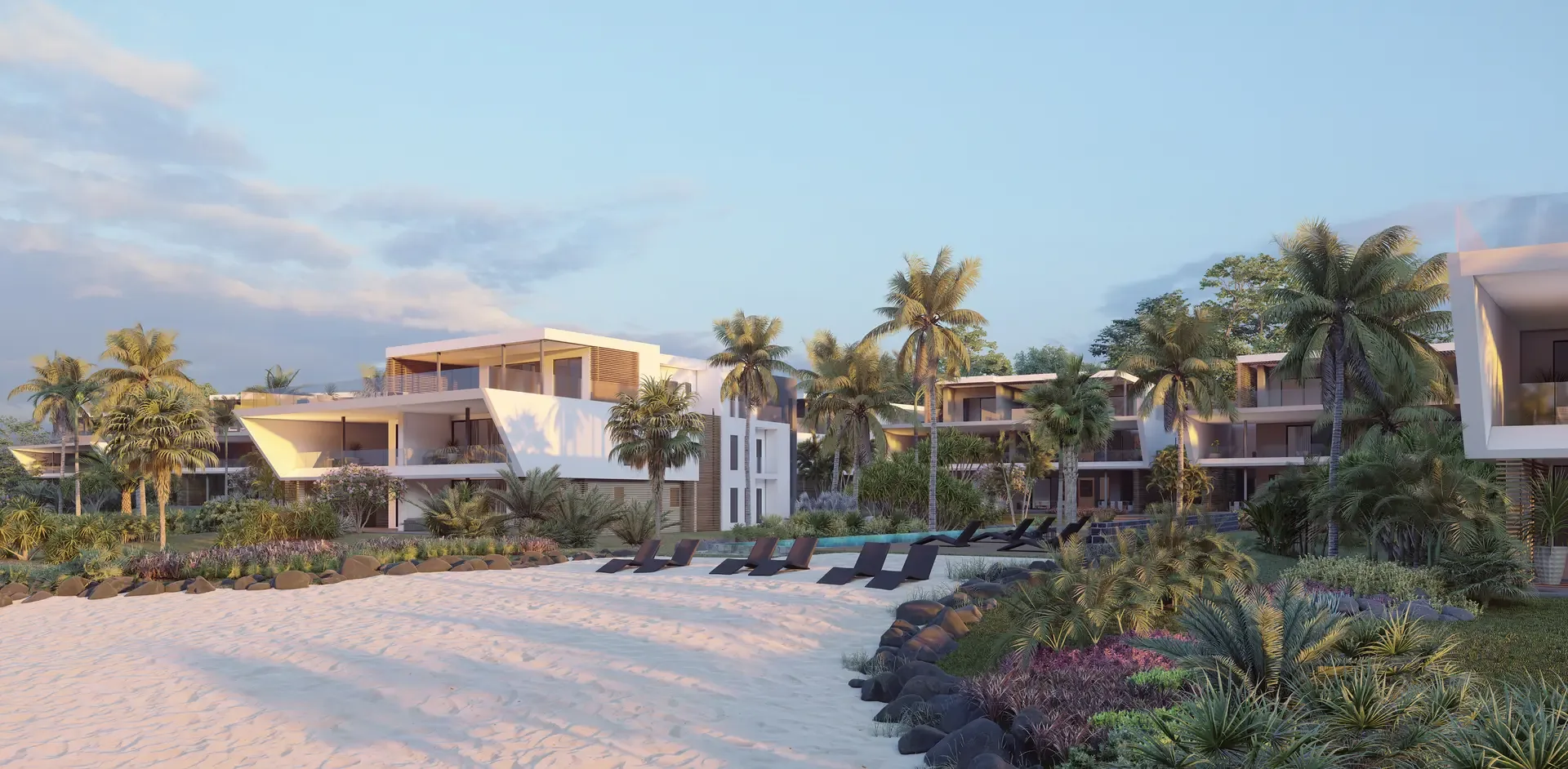 Beachfront residences and private beach Beachfront residences and private beach at The Peninsula, Black River, Mauritius (architect’s impression)